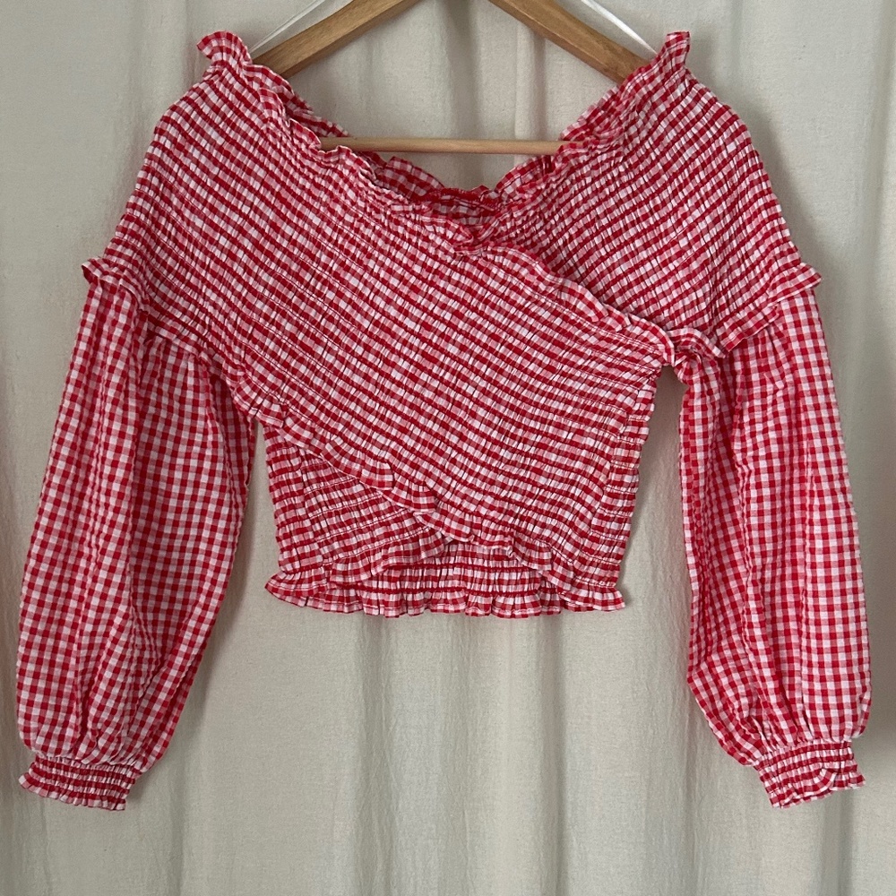 Zara Red & White Gingham crop top